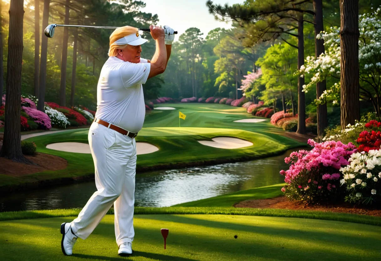 Trump on the Augusta fairway — missing the diplomatic fairway by a wider margin than Rory